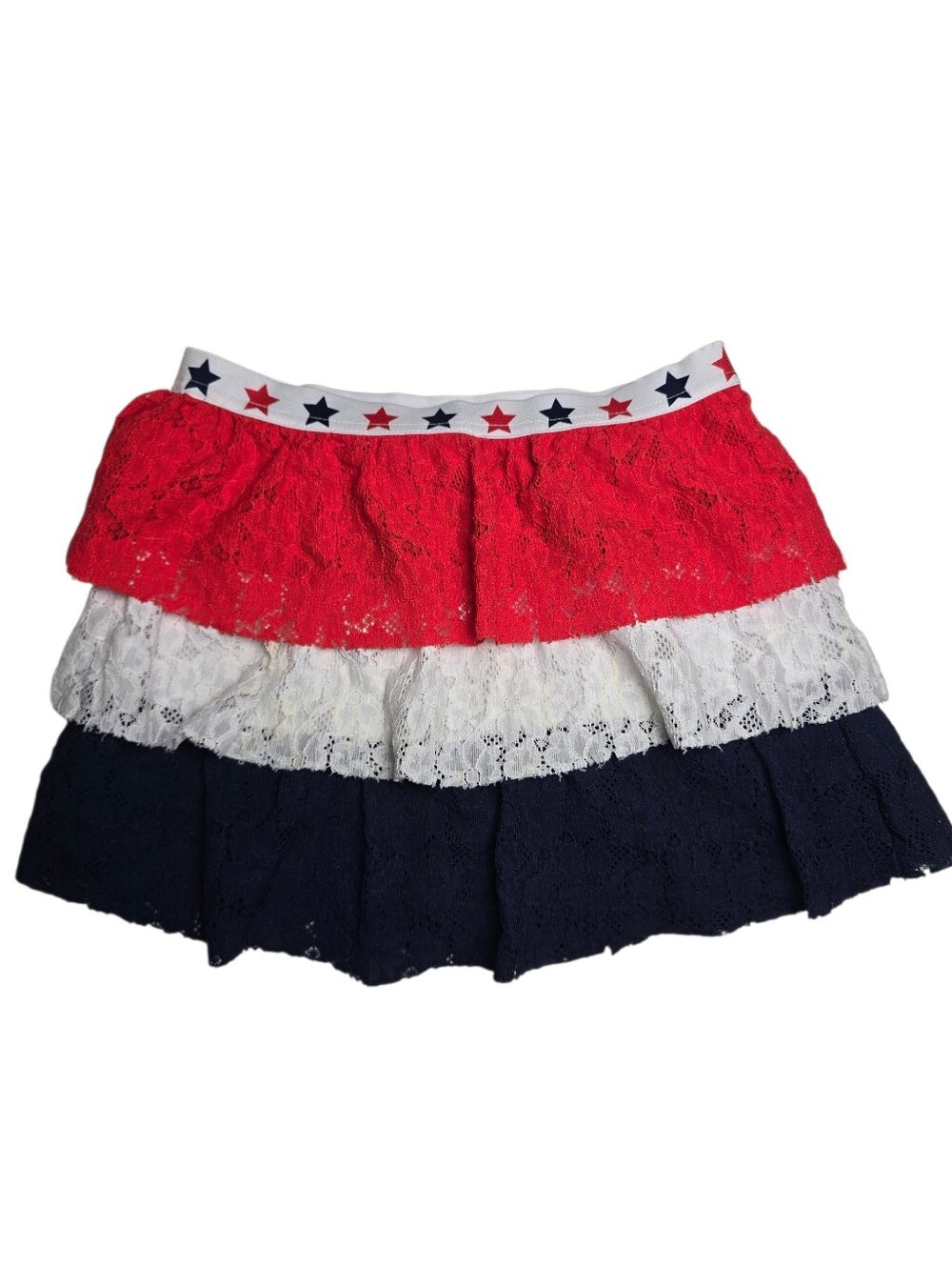 Way To Celebrate Patriotic Girls Tiered Lace Skirt M
